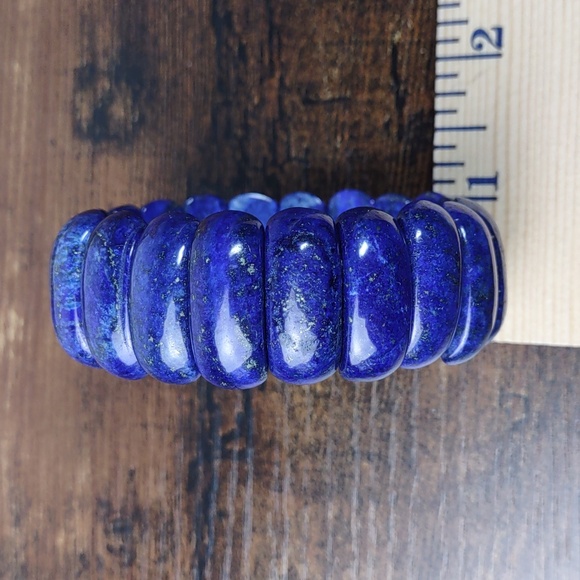Lapis Lazuli Semi-precious Gemstone Stretch Bracelet - Picture 5 of 5